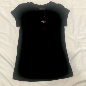 NWT Rekucci Spandex/Modal Scoop Neck Short Sleeve Tee—Black—Large